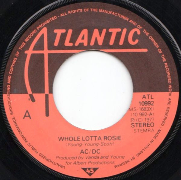 AC/DC : Whole Lotta Rosie (7", Single, 1st)