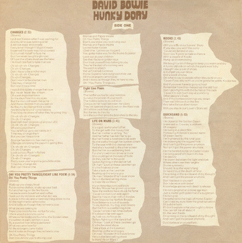 David Bowie : Hunky Dory (LP, Album, RP)