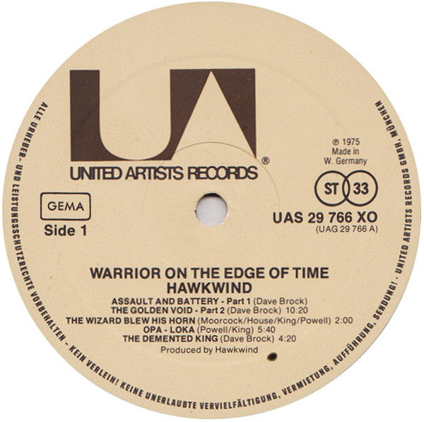 Hawkwind : Warrior On The Edge Of Time (LP, Album, Gat)