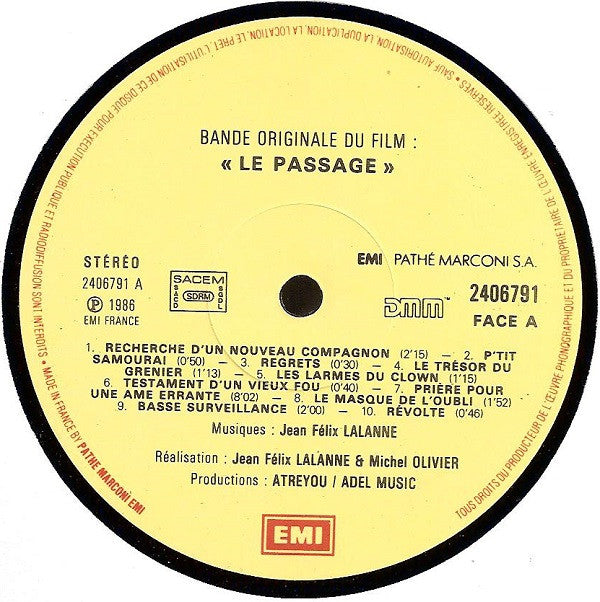 Jean-Félix Lalanne : Le Passage (Bande Originale Du Film) (LP, Album)