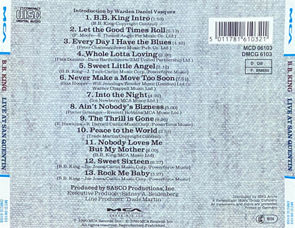 B.B. King : Live At San Quentin (CD, Album)