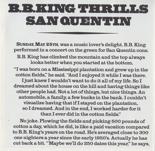 B.B. King : Live At San Quentin (CD, Album)