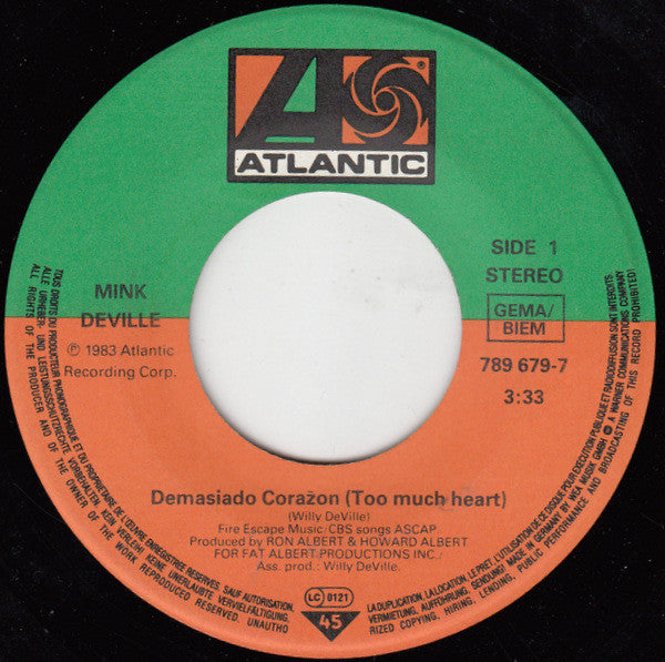 Mink DeVille : Demasiado Corazon (7", Single)