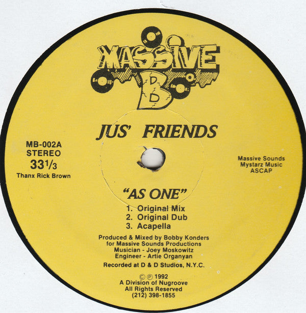 Jus' Friends : As One (12")