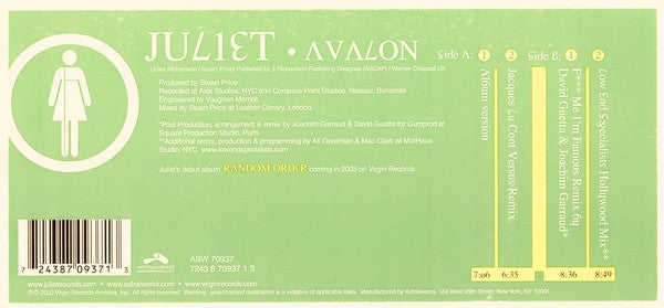 Juliet : Avalon (12")