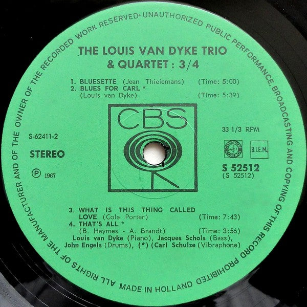 The Louis Van Dyke Trio* & The Louis Van Dyke Quartet : 3/4 (LP, Album, RE)