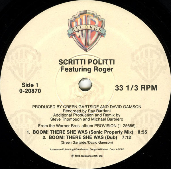 Scritti Politti Featuring Roger Troutman : Boom! There She Was (12", Maxi)