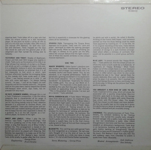 Toots Thielemans And His Orchestra : Contrasts... The Provocative Musical Genius Of Toots Thielemans (LP, Album, Gat)