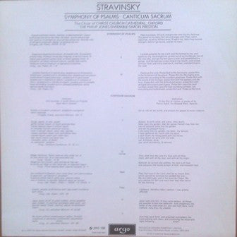 Igor Stravinsky - The Choir Of Christ Church Cathedral, Philip Jones Brass Ensemble, Simon Preston : Symphony Of Psalms • Canticum Sacrum (LP)
