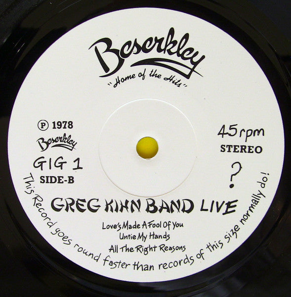 The Rubinoos / Greg Kihn Band : Live (12", Promo)