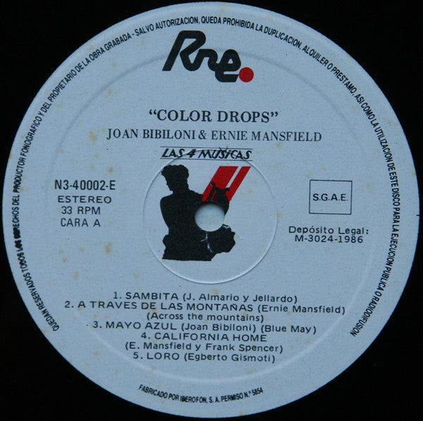 Joan Bibiloni & Ernie Mansfield* : Color Drops (LP, Album)