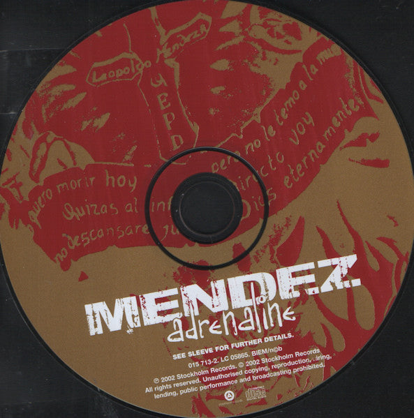 DJ Mendez : Adrenaline (CD, Single)