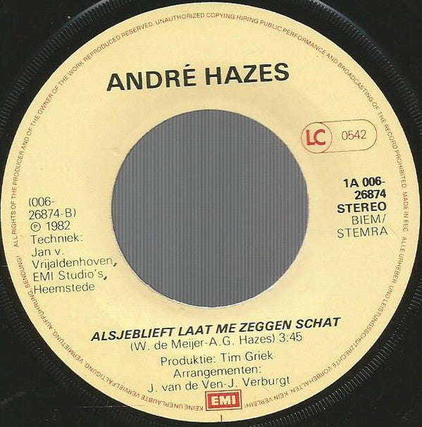 André Hazes : Amor, Amor, Amor (7", Single)