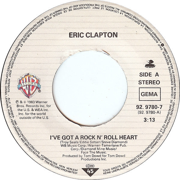 Eric Clapton : I've Got A Rock 'n' Roll Heart (7", Single)