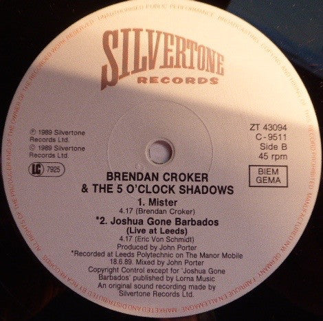 Brendan Croker And The 5 O'Clock Shadows : No Money At All (12", Single)