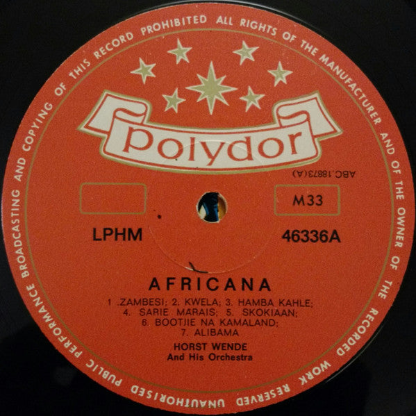 Horst Wende Und Sein Orchester : Africana (LP, Album, Mono)