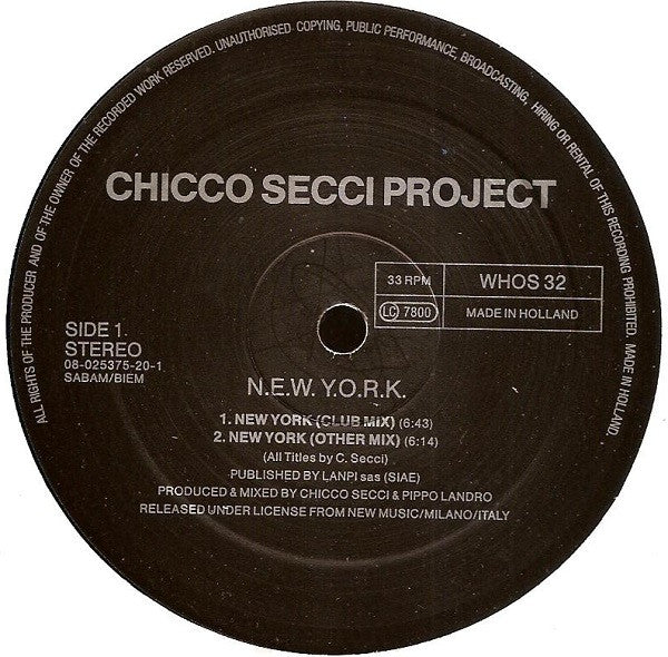 Chicco Secci Project : N.E.W. Y.O.R.K. (12")