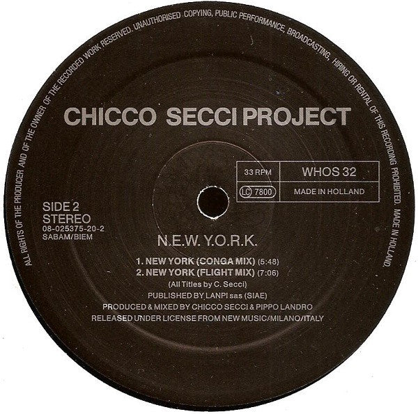 Chicco Secci Project : N.E.W. Y.O.R.K. (12")