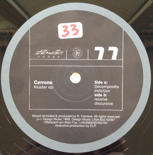 Rino Cerrone : Kluster EP. (12", EP)