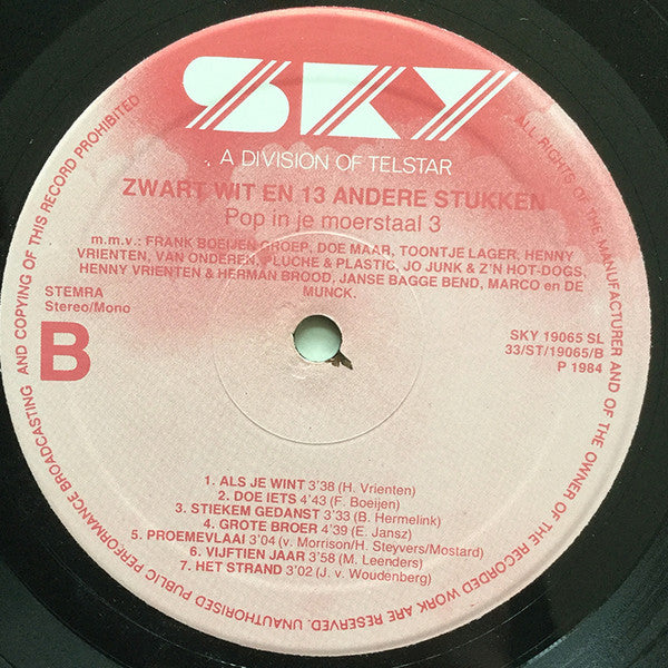 Various : Zwart Wit En 13 Andere Stukken (Pop In Je Moerstaal 3) (LP, Comp)