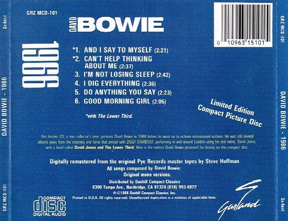 David Bowie : 1966 (CD, MiniAlbum, Comp, Mono, Ltd, RM, Com)