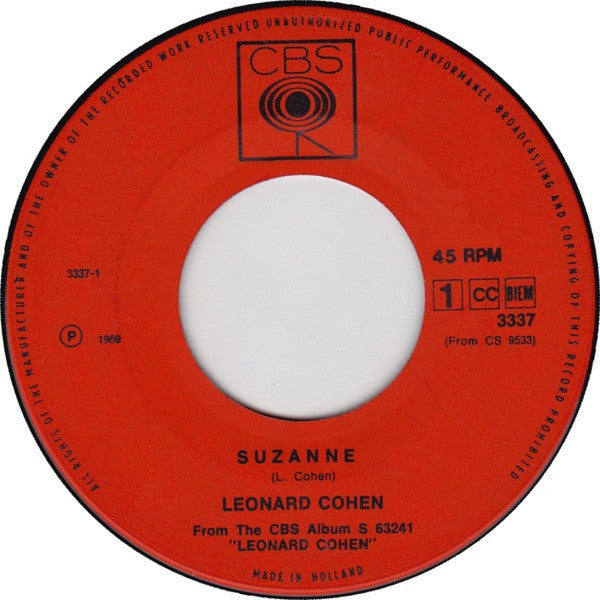 Leonard Cohen : Suzanne / So Long, Marianne (7", Single)
