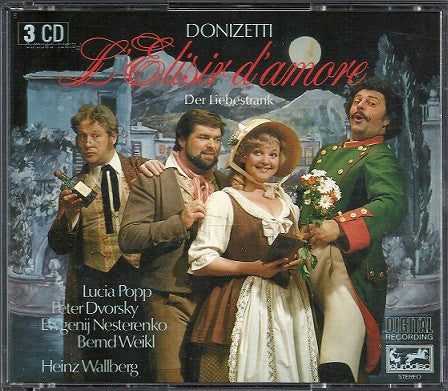 Gaetano Donizetti - Lucia Popp, Peter Dvorský, Evgeny Nesterenko, Bernd Weikl, Elfie Hobarth, Chor Des Bayerischen Rundfunks, Münchner Rundfunkorchester, Heinz Wallberg : L'Elisir D'amore (3xCD, Album)