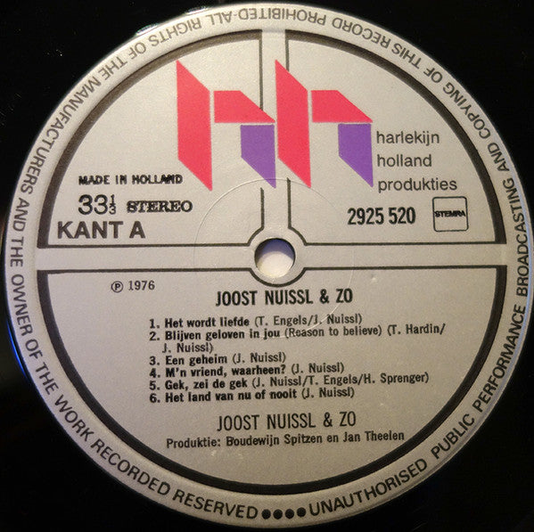Joost Nuissl : Joost Nuissl & Zo (LP, Album)