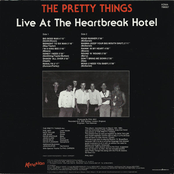 The Pretty Things : Live At The Heartbreak Hotel (LP, Album)