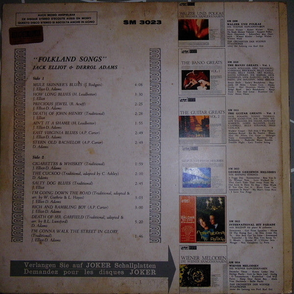 Jack Elliott* & Derroll Adams : Folkland Songs (LP, Album)