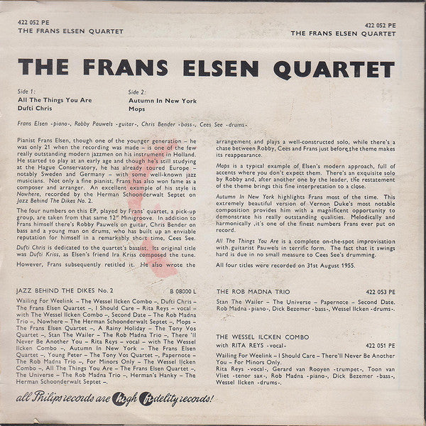 The Frans Elsen Quartet* : The Frans Elsen Quartet (7", EP)