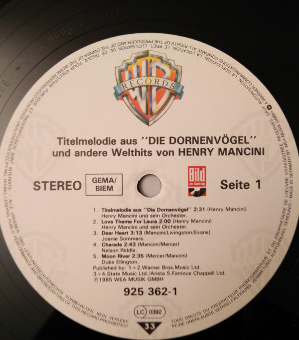 Henry Mancini : Titelmelodie Aus "Die Dornenvögel" Und Andere Welthits (LP, Comp)