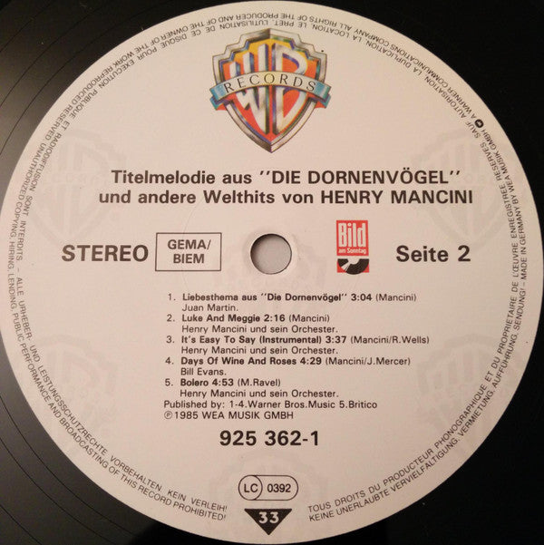 Henry Mancini : Titelmelodie Aus "Die Dornenvögel" Und Andere Welthits (LP, Comp)