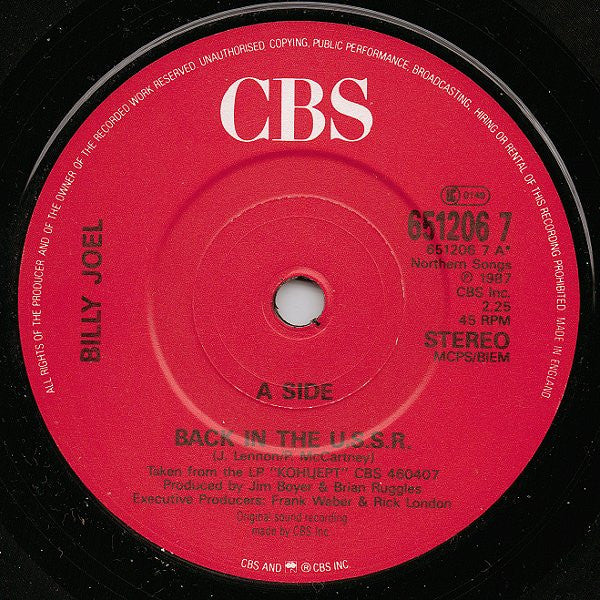 Billy Joel : Back In The U.S.S.R. (7", Single)