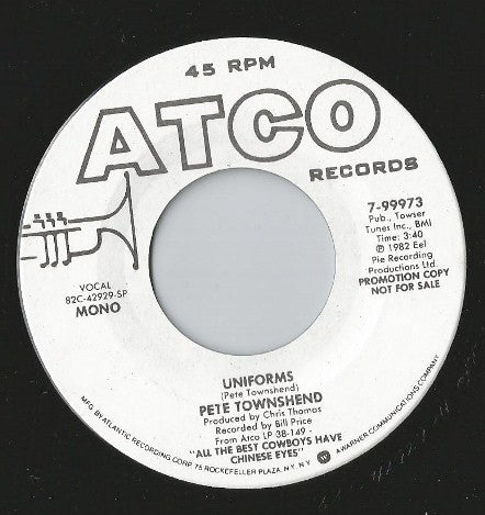 Pete Townshend : Uniforms (7", Single, Mono, Promo, Spe)