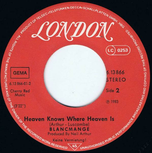 Blancmange : Blind Vision (7", Single)