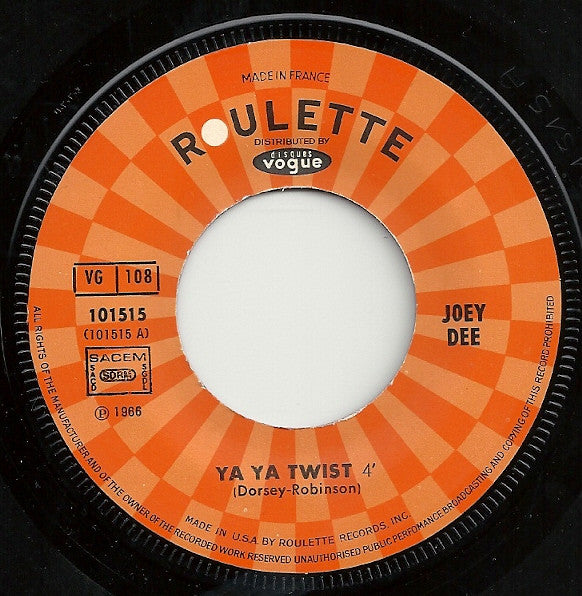 Joey Dee : Ya Ya Twist / Peppermint Twist (7", RE)