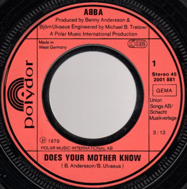 ABBA : Does Your Mother Know / Kisses Of Fire (7", Single)