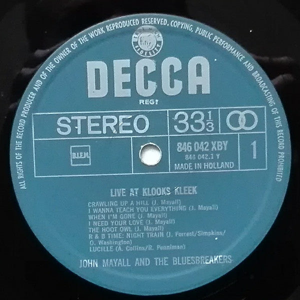 John Mayall & The Bluesbreakers : Live At Klooks Kleek (LP, Album, RE)