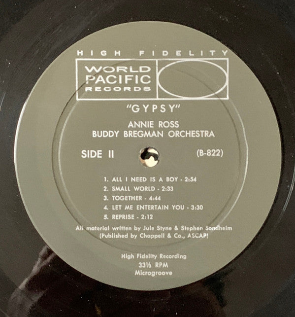 Annie Ross And The Buddy Bregman Orchestra : Gypsy (LP, Album, Mono)
