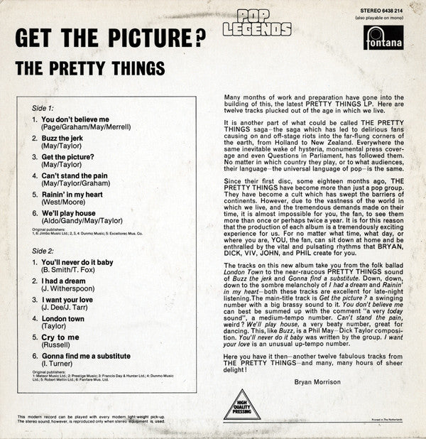 The Pretty Things : Get The Picture? (LP, Album, Mono, RE)