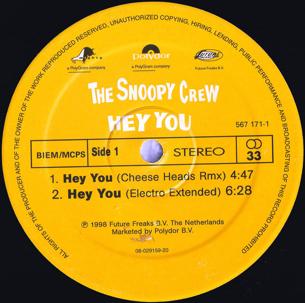 The Snoopy Crew : Hey You (12")