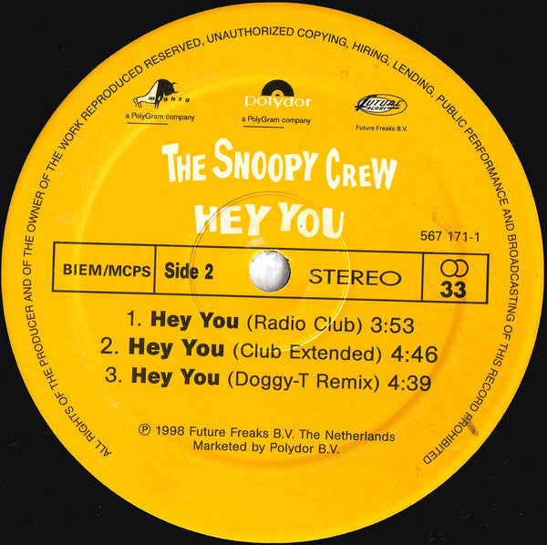 The Snoopy Crew : Hey You (12")