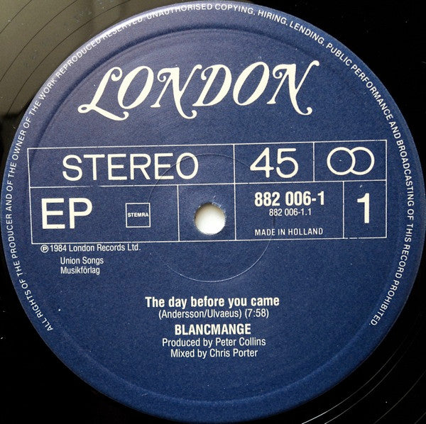 Blancmange : The Day Before You Came (12", EP)