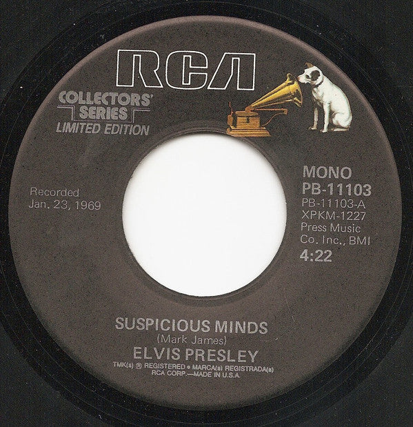Elvis* : Suspicious Minds (7", Single, Mono, Ltd, RE)
