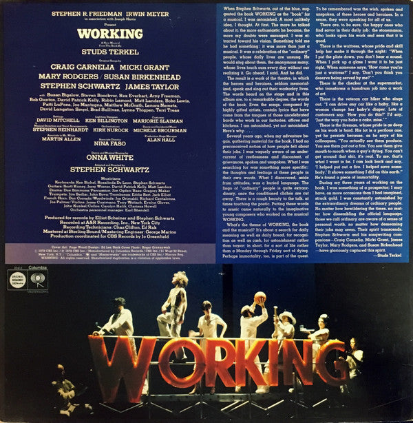 "Working" Original Broadway Cast : Working (LP, Album)