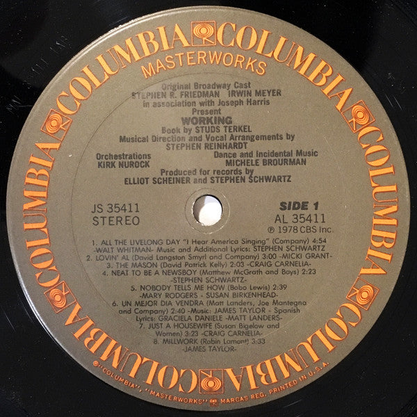 "Working" Original Broadway Cast : Working (LP, Album)