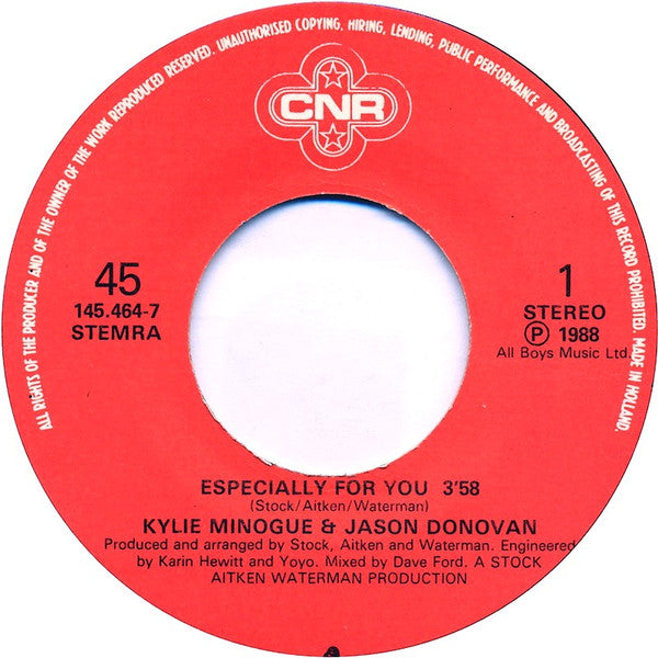 Kylie Minogue And Jason Donovan : Especially For You (7", Single)