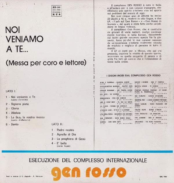 Gen Rosso : Noi Veniamo A Te... Messa Per Coro E Lettore (LP, Album)