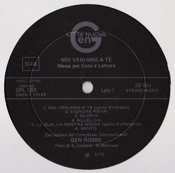 Gen Rosso : Noi Veniamo A Te... Messa Per Coro E Lettore (LP, Album)
